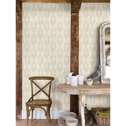 NuWallpaper Cream Folk Tulip Peel & Stick Wallpaper
